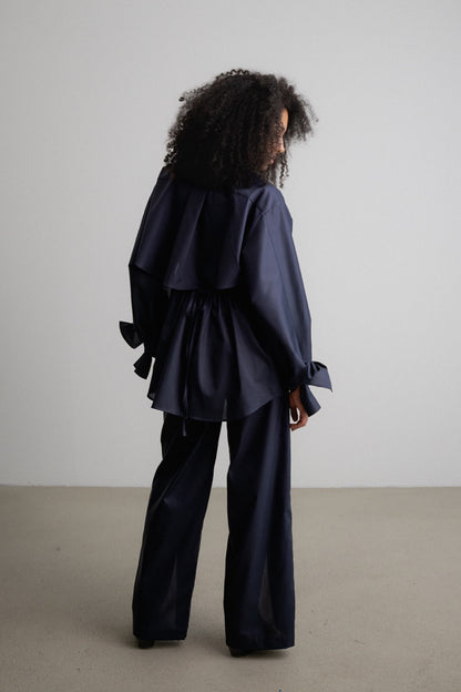 Split Bow Sleeve Shirt DAWN SPLIT / darkest blue