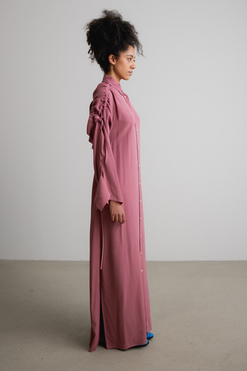 Frill+Split Bow Sleeve Dress FAZER / hush