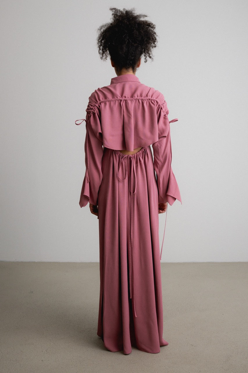 Frill+Split Bow Sleeve Dress FAZER / hush