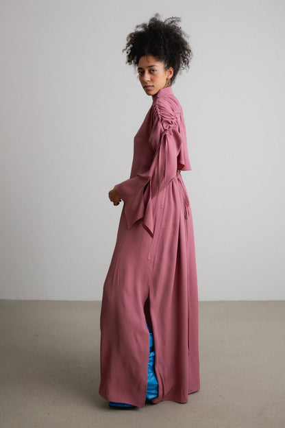 Frill+Split Bow Sleeve Dress FAZER / hush