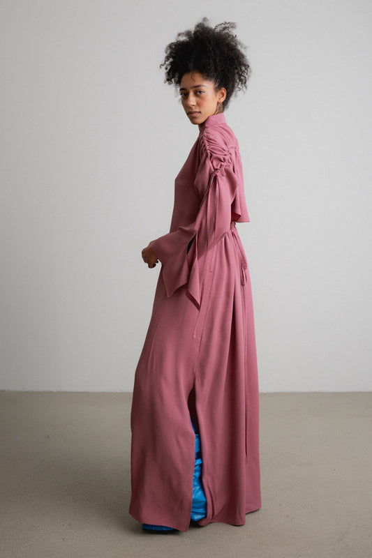 Frill+Split Bow Sleeve Dress FAZER / hush