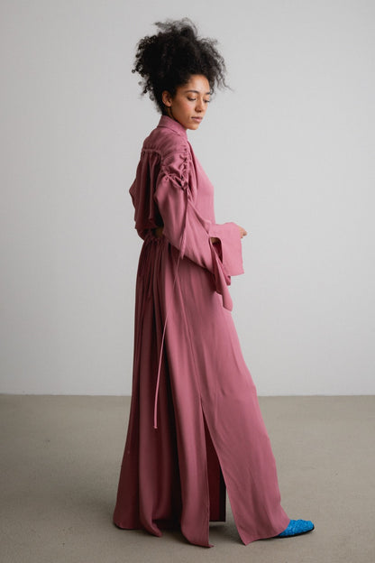Frill+Split Bow Sleeve Dress FAZER / hush