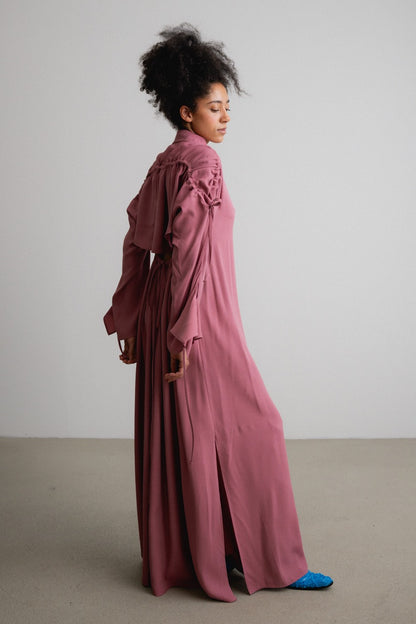 Frill+Split Bow Sleeve Dress FAZER / hush