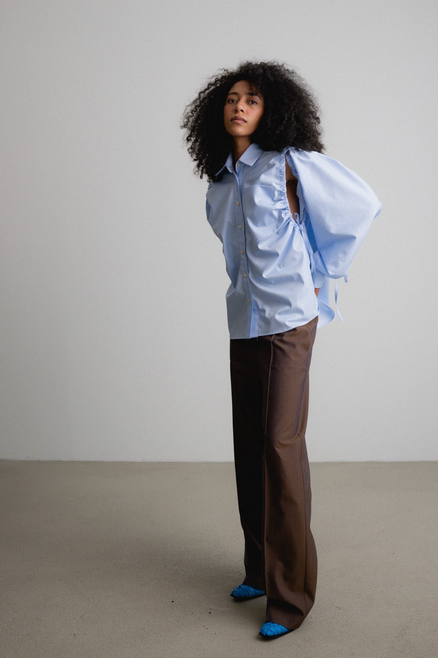 Frill Sleeve Shirt PIRI / sky