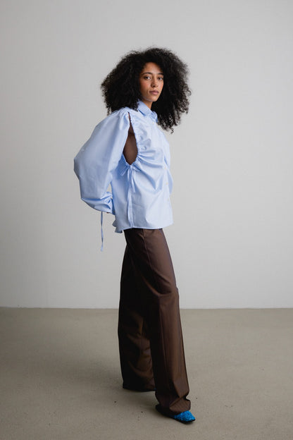 Frill Sleeve Shirt PIRI / sky