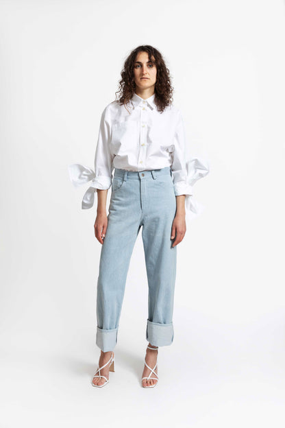 Bow Sleeve Crop Shirt / paper