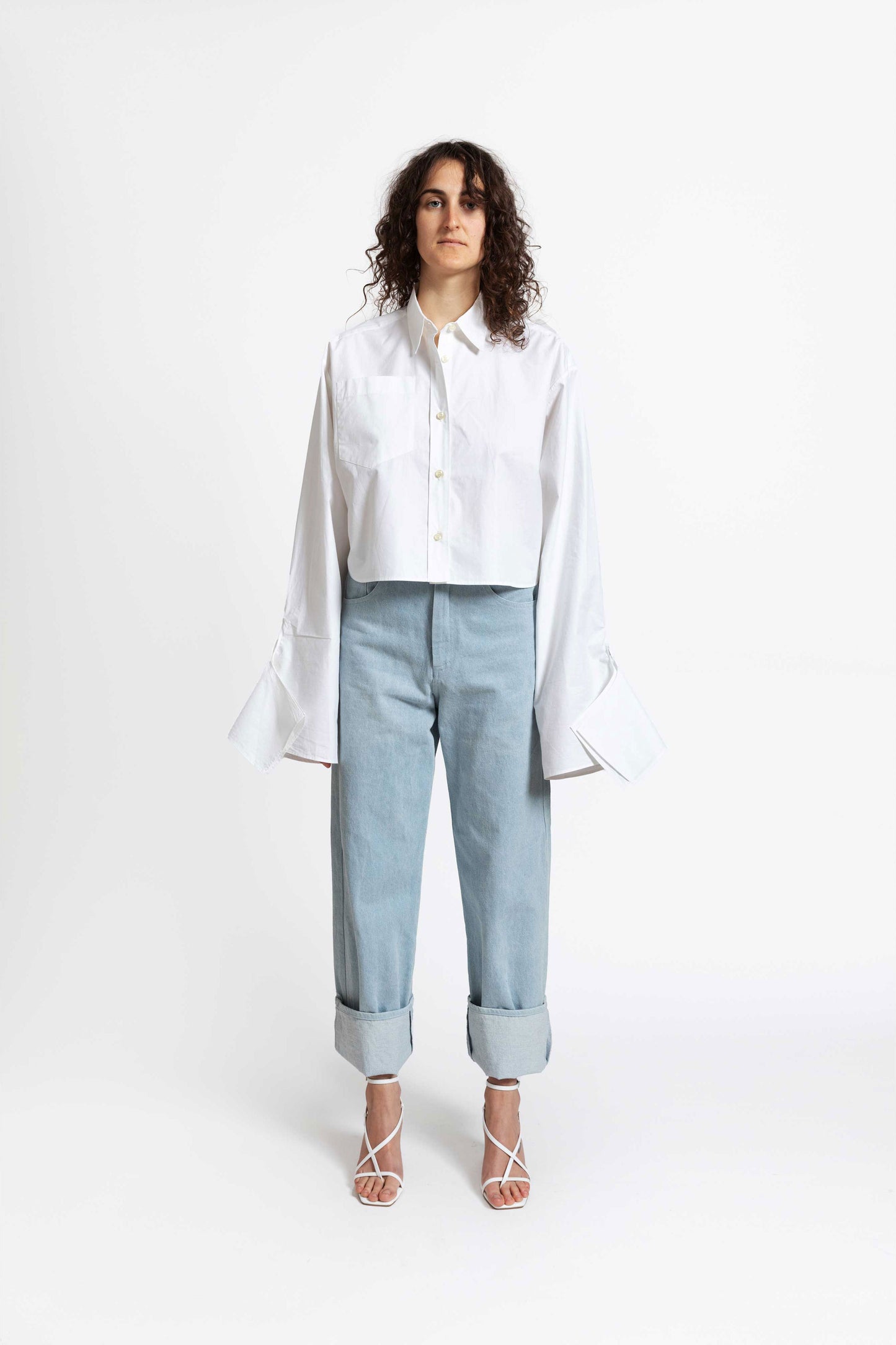 Bow Sleeve Crop Shirt / paper