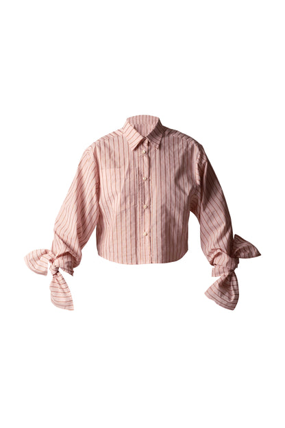 Bow Sleeve Crop Shirt DUSK / fire stripe