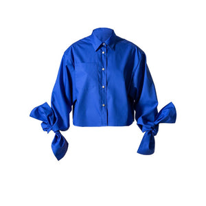 Bow Sleeve Crop Shirt DUSK / electric blue