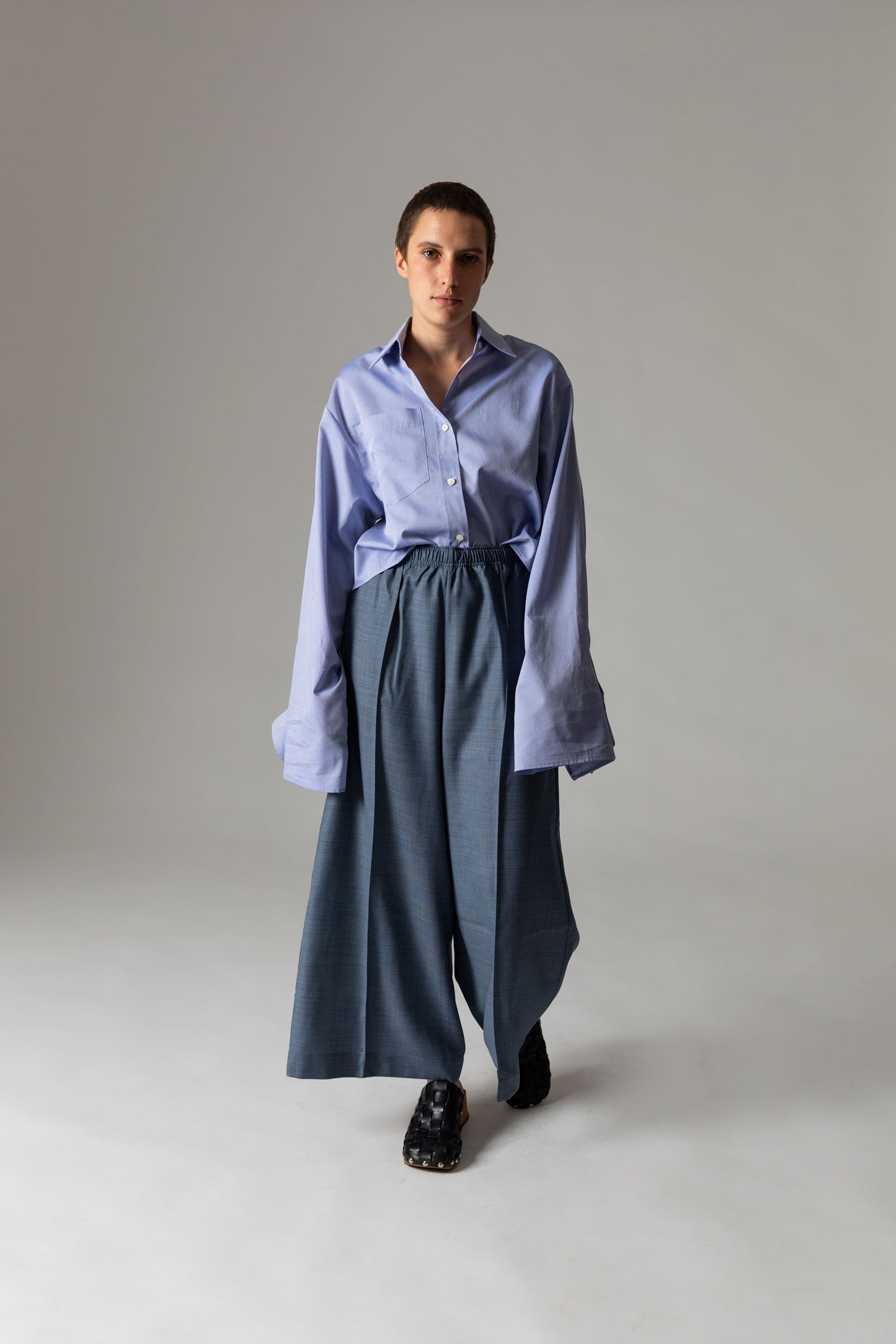 Bow Sleeve Crop Shirt DUSK / cloudless blue