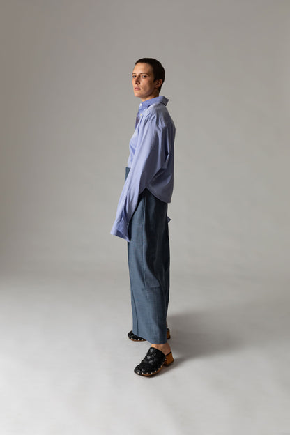 Bow Sleeve Crop Shirt DUSK / cloudless blue