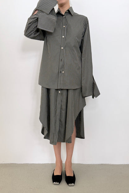 Bow Sleeve Shirt DAWN / black pinstripe