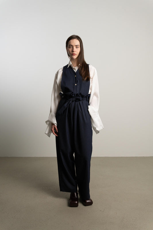 Belted Vest TESSA / night pinstripe