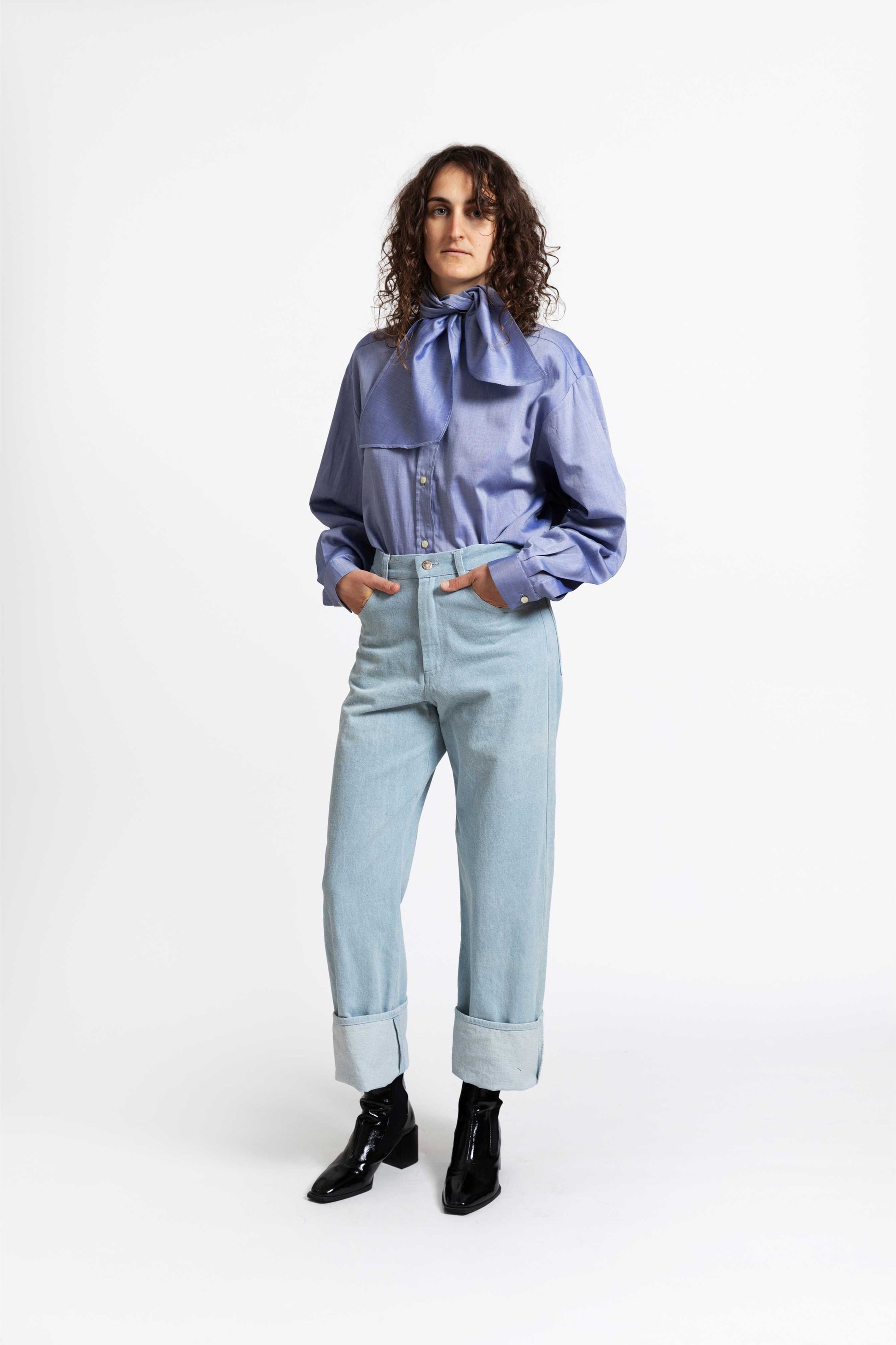 bluse blau Baumwolle unisex faire Produktion 