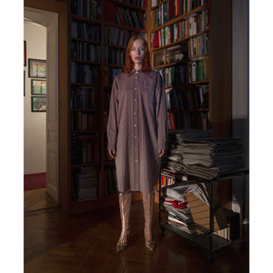 Floaty Back Shirt Dress / berry ice stripes