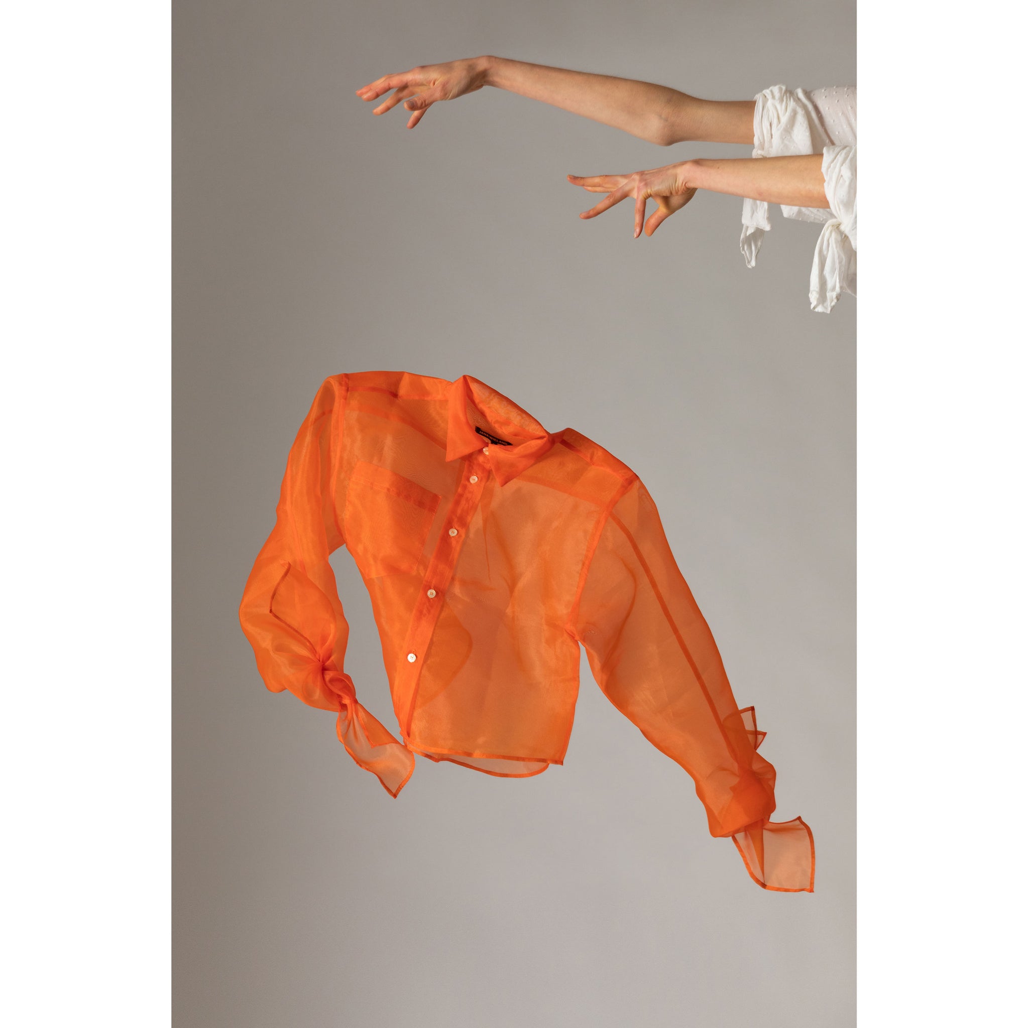 Bow Sleeve Crop Shirt / orange slice