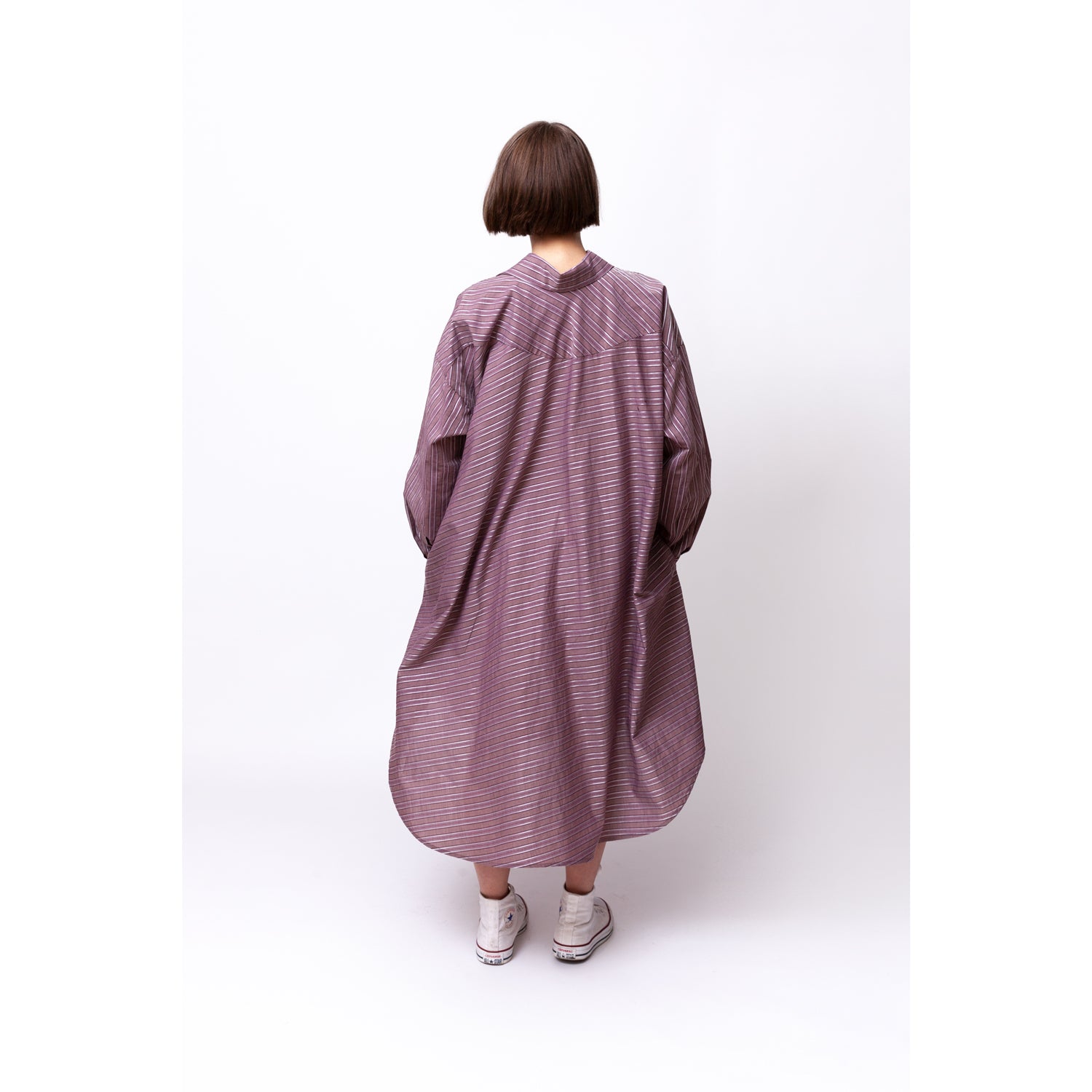 Floaty Back Shirt Dress / berry ice stripes