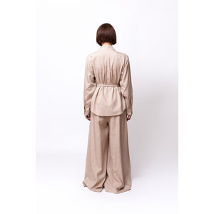 Wide Pleat Pants / sandcastle