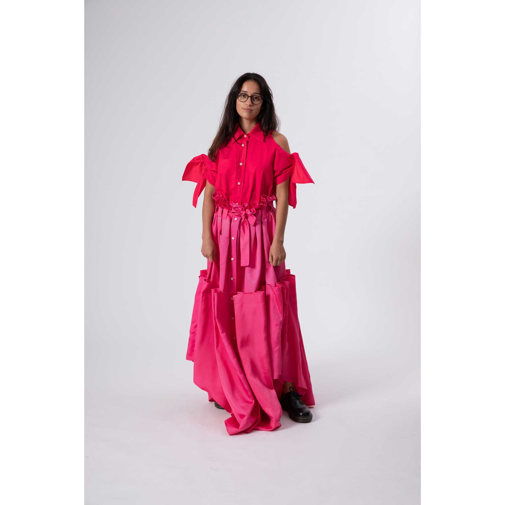 Shirt Skirt Long Folds / french rose