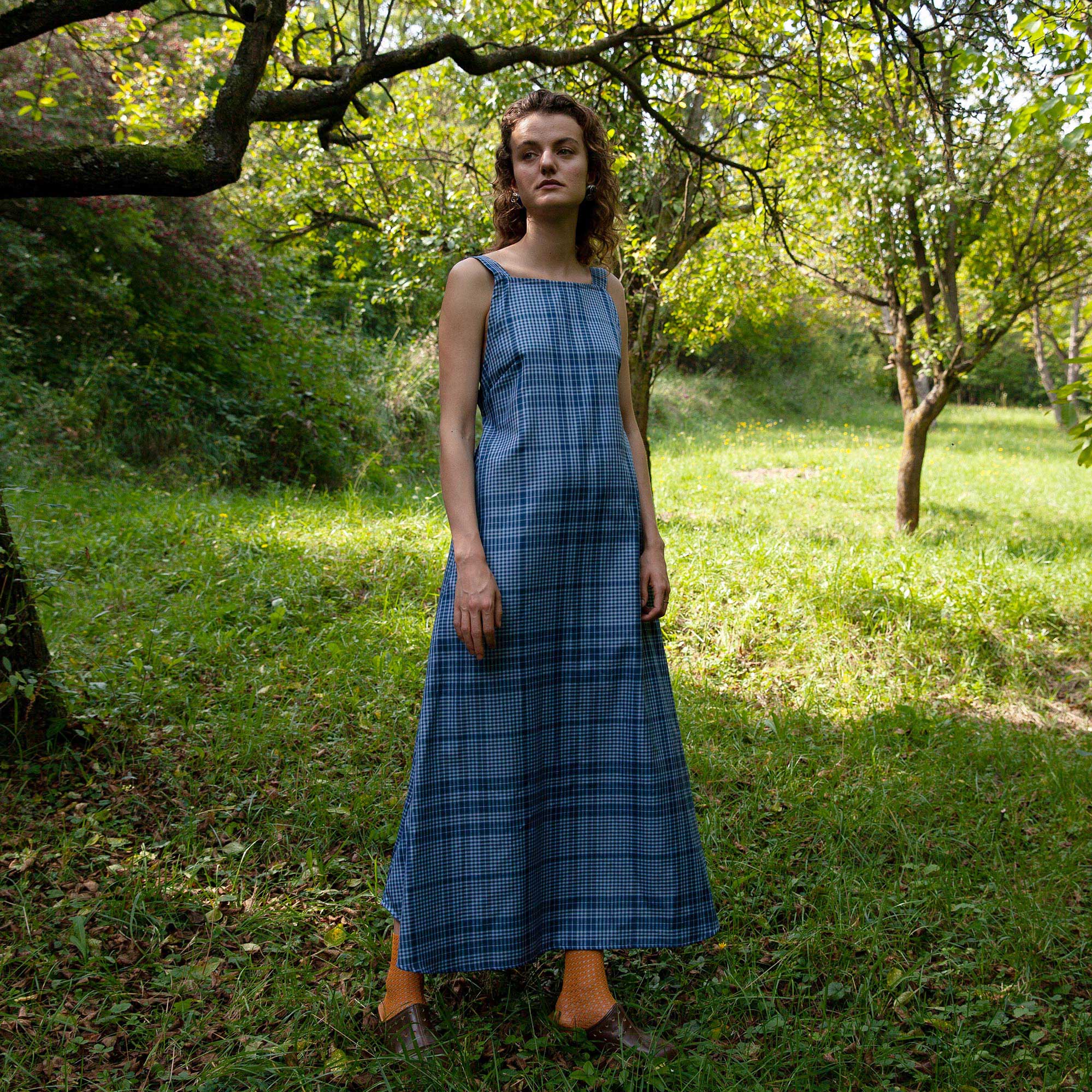 Ruched Back Apron Dress