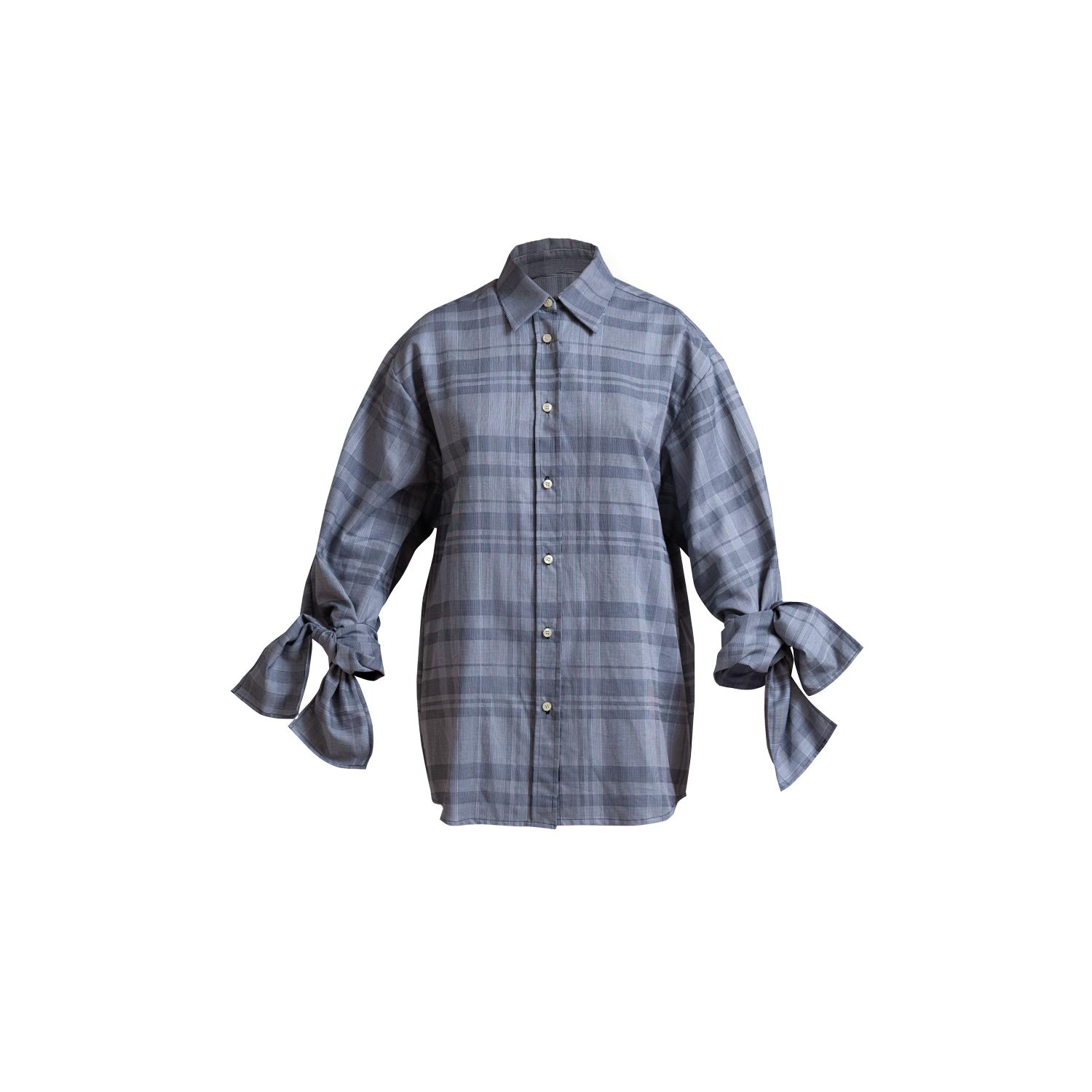 Bow Sleeve Shirt / dishtowel check grey