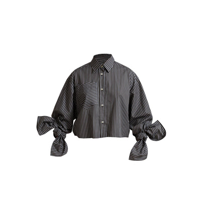 bluse gestreift grau weiß Baumwolle unisex faire Produktion 