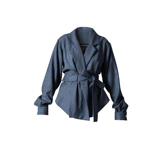 Wrap Revers Shirt RAVEN / wooly dove
