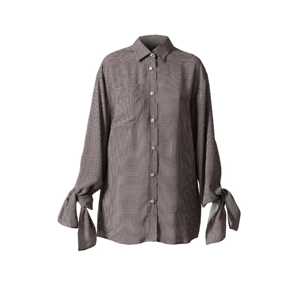 Bow Sleeve Shirt / fluid chess