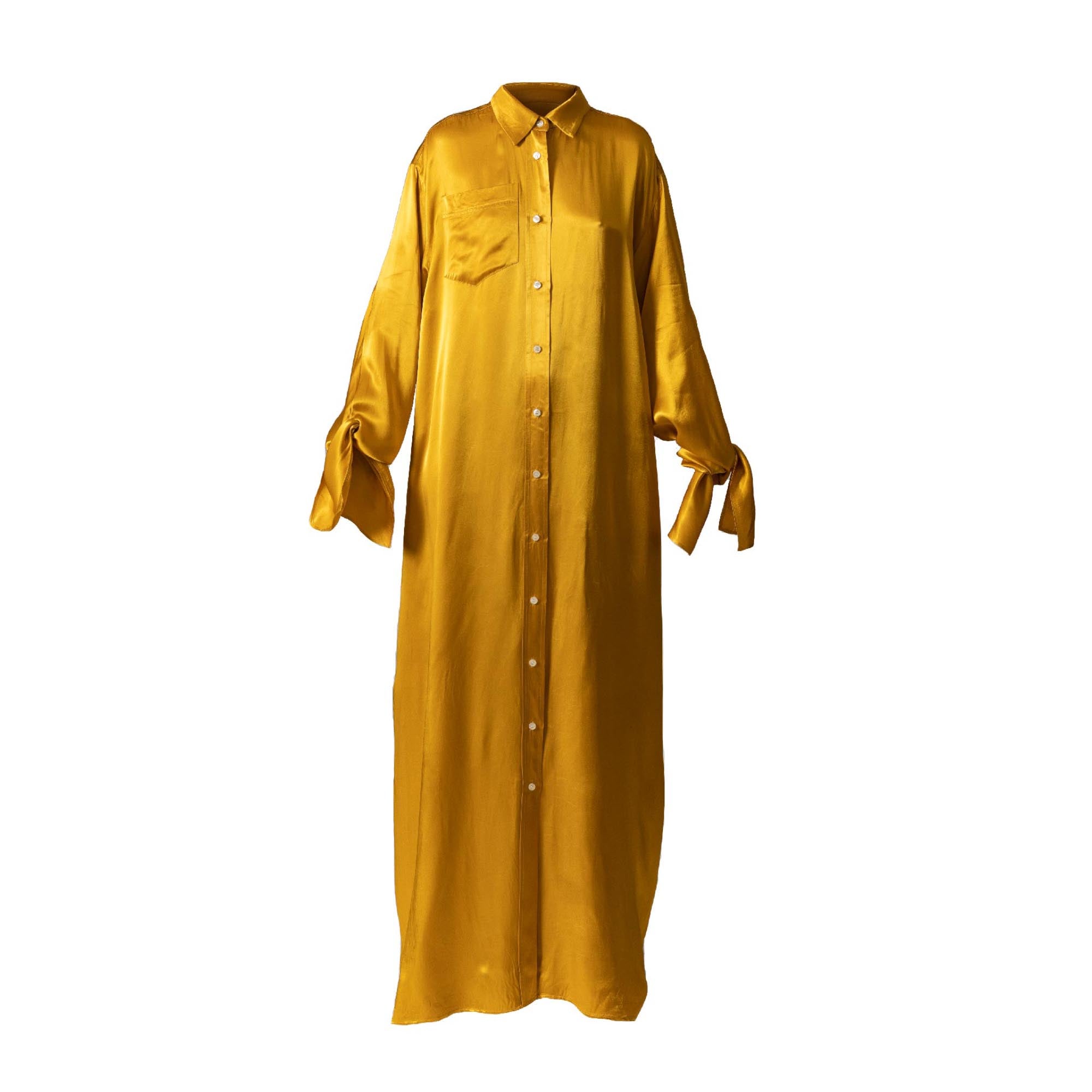 Bow Sleeve Maxi Dress / liquid gold