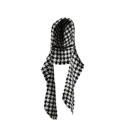 Mütze Schal wolle schwarz weiß gemustert unisex faire Produktion 