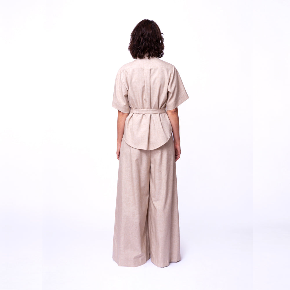 Wide Pleat Pants / sandcastle