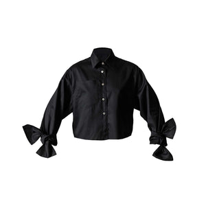Bow Sleeve Crop Shirt / eclipse black