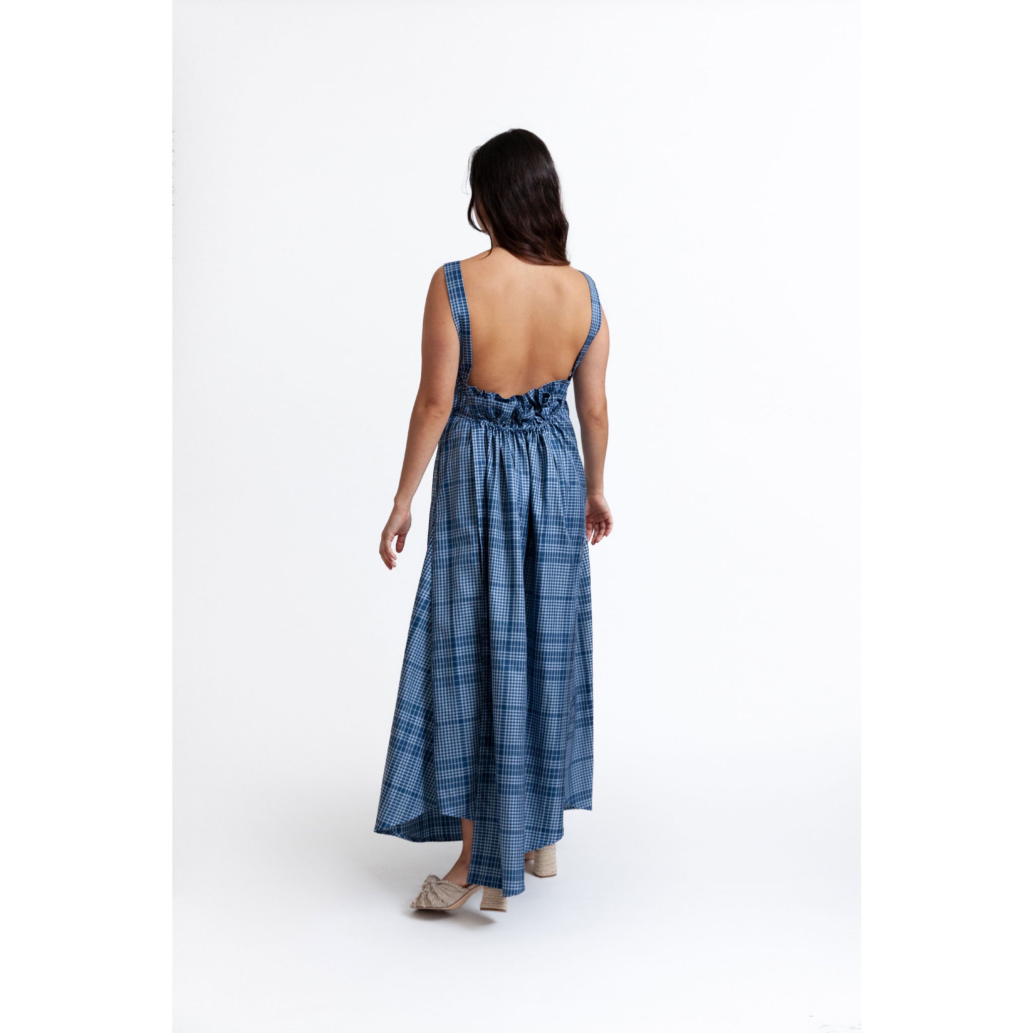 Ruched Back Apron Dress